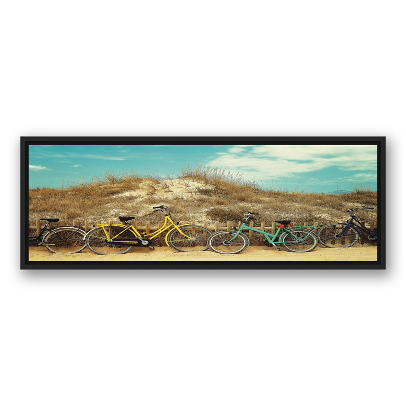 Beach Bikes sur toile, H 13,75 po x l 37,75 po x P 1,75 po, Cadre flottant noir