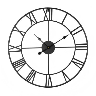 Silent 24-Inch Roman Numeral Wall Clock for Living Room