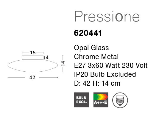 Pressione Glass Flush Mount, 14cm H x 42cm W x 42cm D