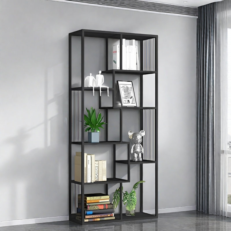 Une bibliothèque au design minimaliste, (7 tablettes) H 78,7 po x l 31,4 po x P 11,8 po, Noir
