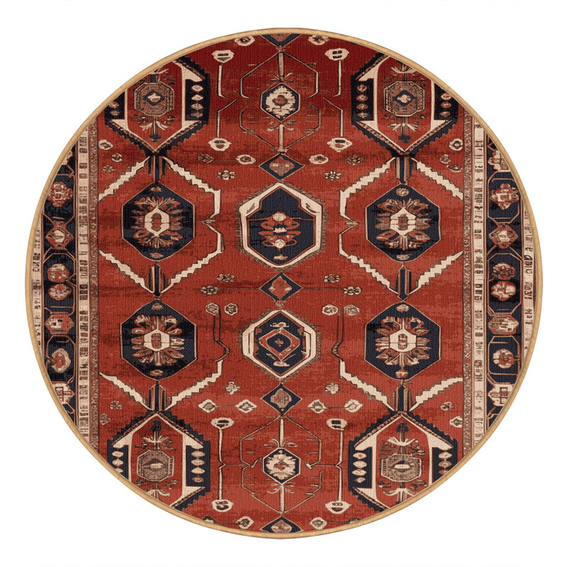Tapis brun lavable à la machine, Rond 5 pi