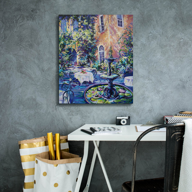  «Courtyard New Orleans» par ADEL, art mural sur toile, 20 po x 24 po, H 24 po x l 20 po