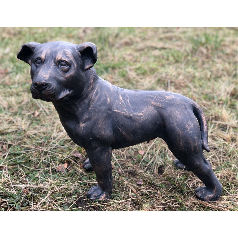 Larae Dog Weather Resistant Concrete Garden Statue, Bronze