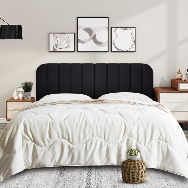 Upholstered Easy Assemble Headboard, Black, Queen
