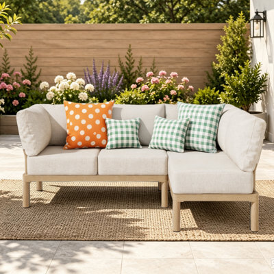 4 Person Modular Aluminum Patio Sectional, Beige