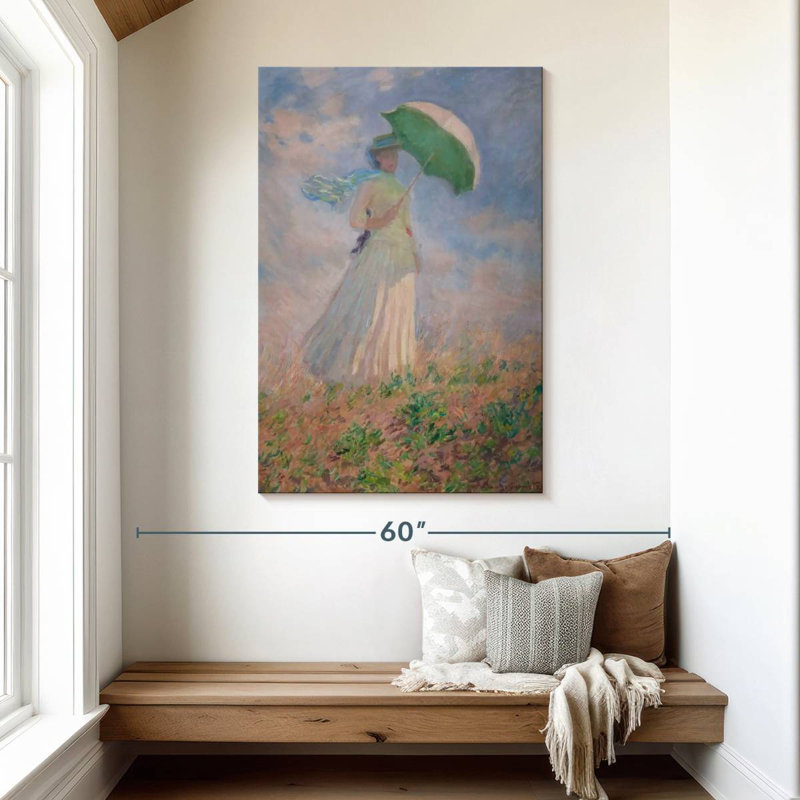 Femme Leisha avec un parasol, H 48 po x l 32 po