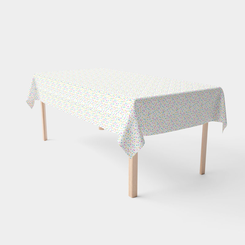 Rectangular Tablecloth, 100% Cotton, Sprinkles On White, 104" x 52"