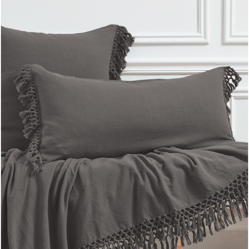 Keta Rectangular Cotton Pillow Cover & Insert, Gray