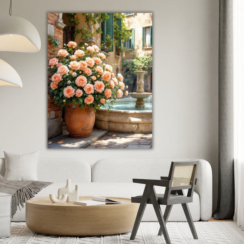 Art mural en verre trempé pêche, 24" H x 18" W