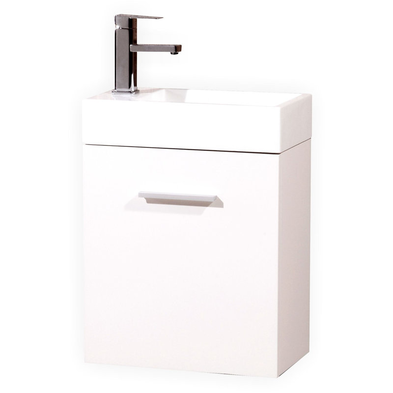Ensemble de meuble-lavabo simple mural de 18 po Tenafly, Blanc très luisant