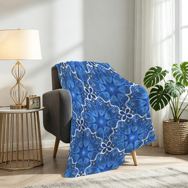 Jeté en molleton transparent ultra doux, imprimé de plumes rondes sans soudure, Twin 60" x 80"