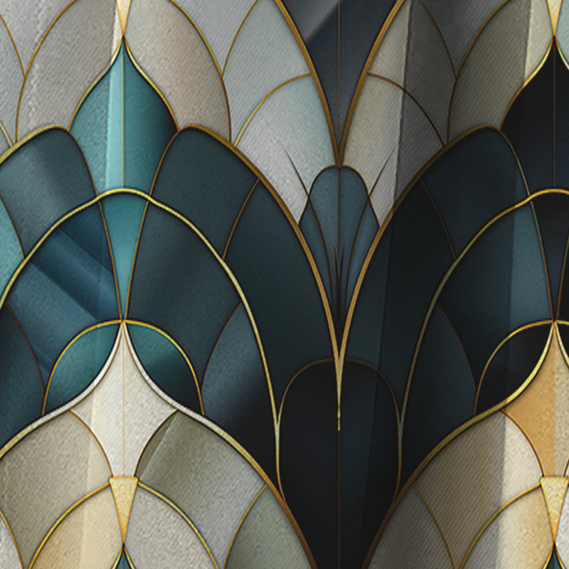 Rideau occultant doré en marbre Art Deco Glamour Bliss - abstrait, L 52 po x L 90 po