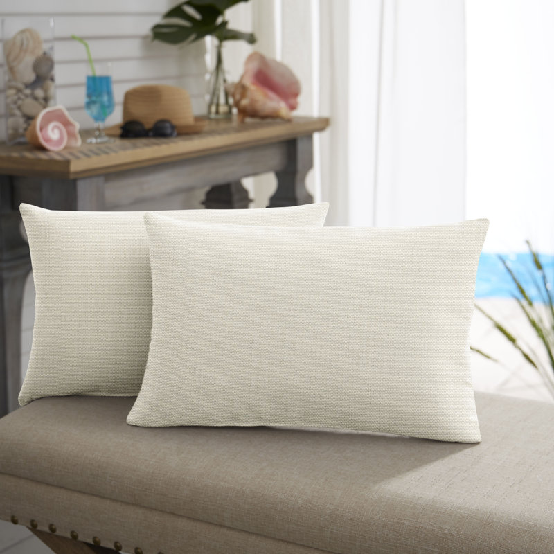 Sunbrella Lumbar Rectangular Indoor/Outdoor Pillow Cover & Insert, H 13 po x l 20 po, Blanc cassé