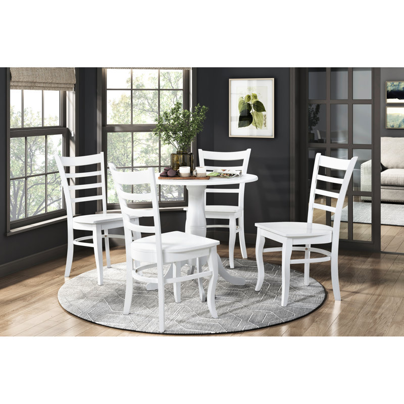 De 2 chaises en bois blanches, salle à manger décontractée, siège de l 20 po x H 18 po, capacité de poids de 250 lb