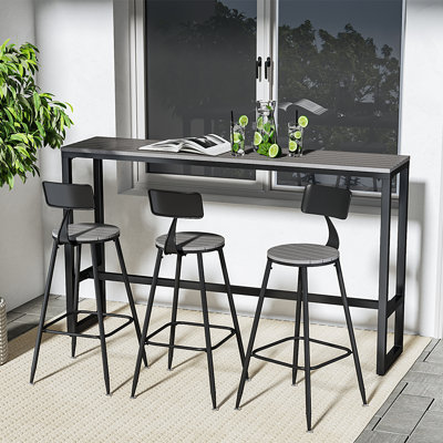 Abagayle Rectangular 3 - Person Outdoor Bar Table