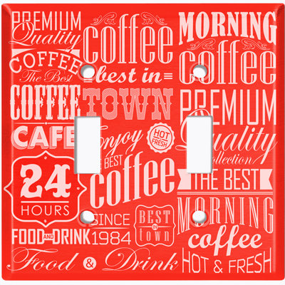 Metal Light Switch Plate Outlet Cover (Coffee Diner Sign Dark Blue White - Double Toggle)