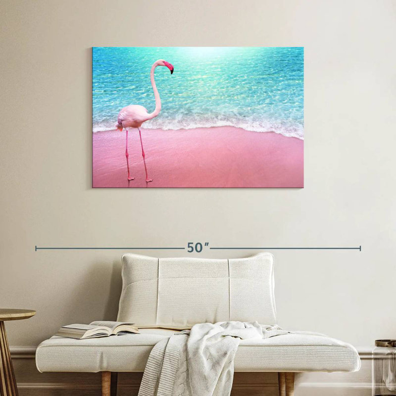 Flamant rose plage Brampt, H 26 po x l 39 po
