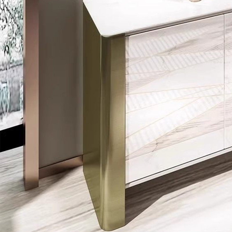 Armoire d'entrée de style luxueux, H 33,46 po x l 47,24 po x P 15,75 po, Doré / crème