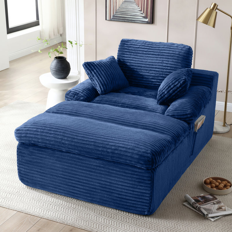 Upholstered Chaise Lounge, Blue