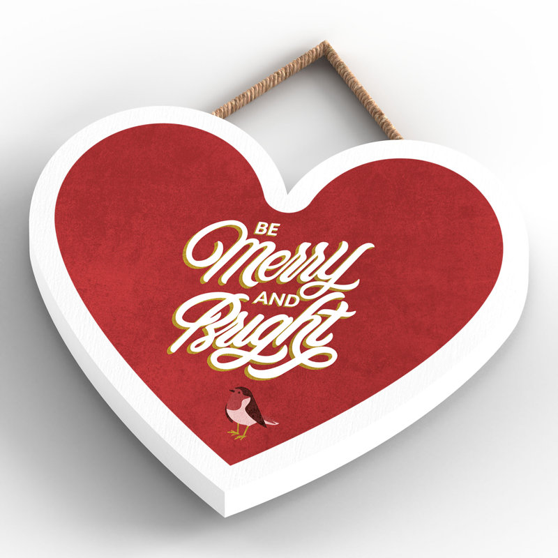 Xmas Be Merry and Bright Wooden Plaque, 10cm H x 9cm W x 0.5cm D