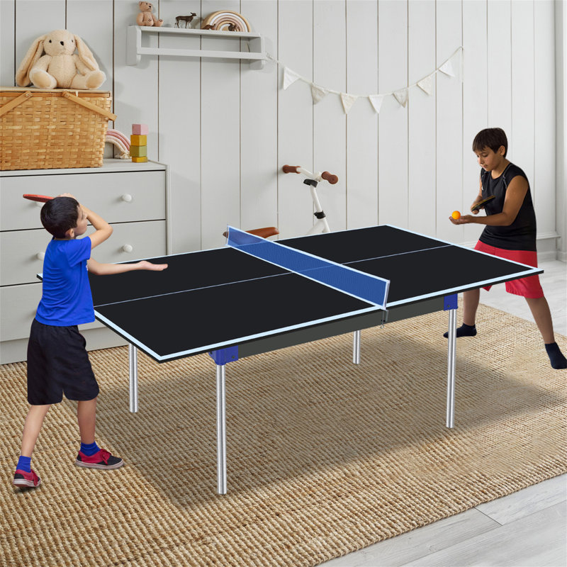 Plateau de table de tennis de table pliable et portable de taille moyenne 6 * 3 pi noir pour jeux d'intérieur, Noir