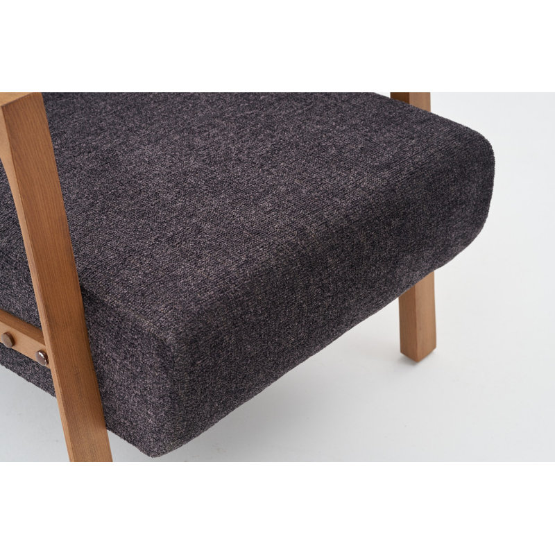 Élégant fauteuil à oreilles avec structure en bois de hêtre, couleur anthracite, 27,2 po x 31,5 po x 32,7 po | Tissu 100% chenille 100% polyester, rembourrage en mousse de 32 cm de diamètre | Élégant et confortable pour le salon et le bureau