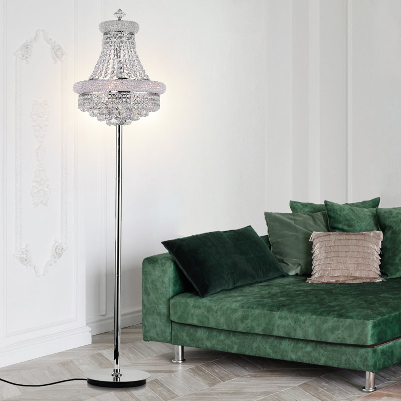 Crystal 18" Chrome Floor Lamp for Living Rooms Bedrooms Reading Corners Home Offices, 8-Light with E12 Bulb Base, Chrome