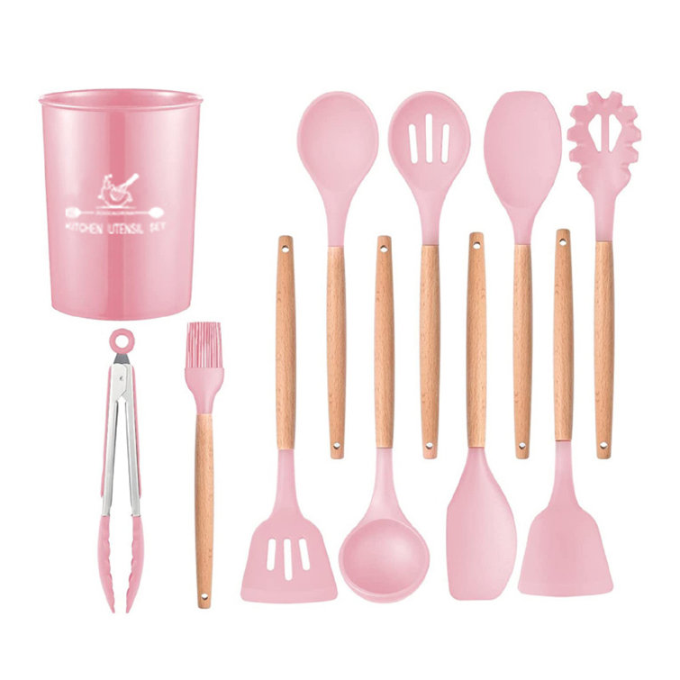 Best Silicone Cooking Utensils Set Non Stick Kitchenware Accessories Wooden  Handle Kitchen Tools Frying Spatula Soup