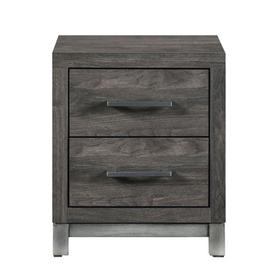 Chic Bedroom Nightstand With 2, Brownish Gray And Silver Color Fashionable 2 For Bedroom, Hue
