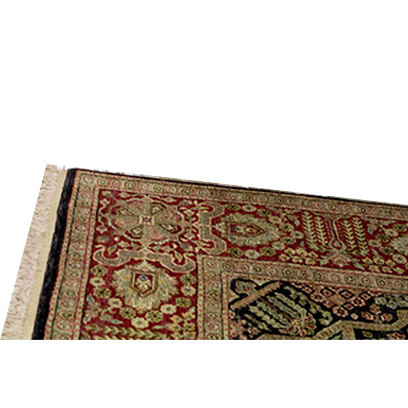 Tapis noir et rouge de haute qualité noué à la main