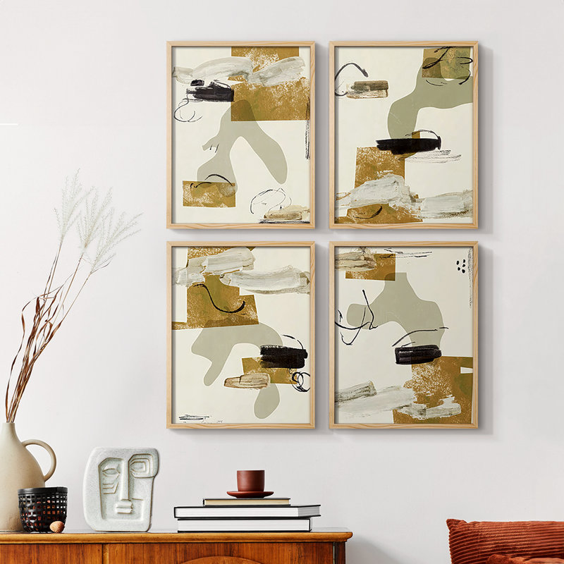 «Over the Line I», reproduction encadrée - ensemble de 4, Naturel, H 28 po x l 22 po