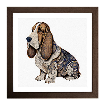 Basset Hound Ornamental Art - Framed Print