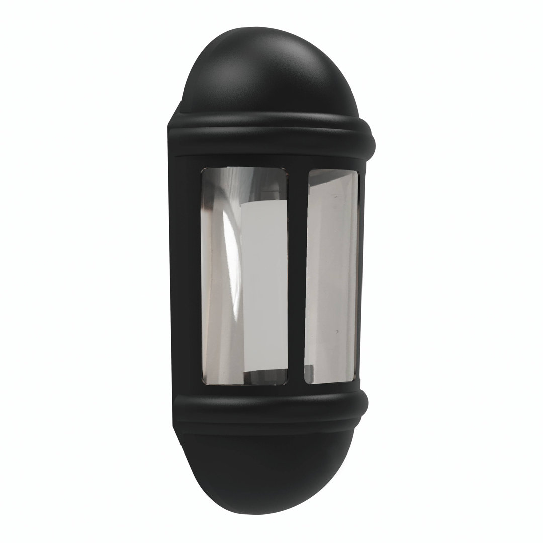 Outdoor Half Wall Lantern (Black) 400lm Warm Light IP65 Rated LED Integrated 8W Exterior Wall Lamp - 4L2/3416