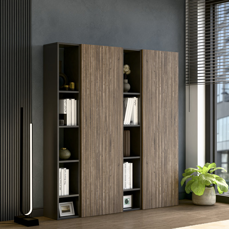 Helsinki 182cm H x 166cm W Bookcase, Black