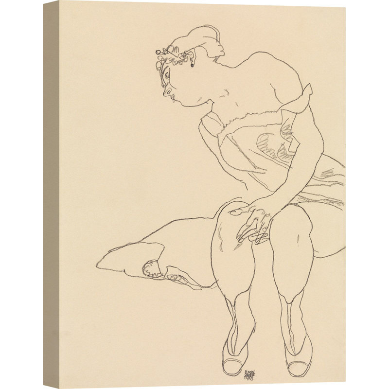 Seated Woman by Egon Schiele - Wrapped Canvas Print, 80cm H x 60cm W x 4cm D