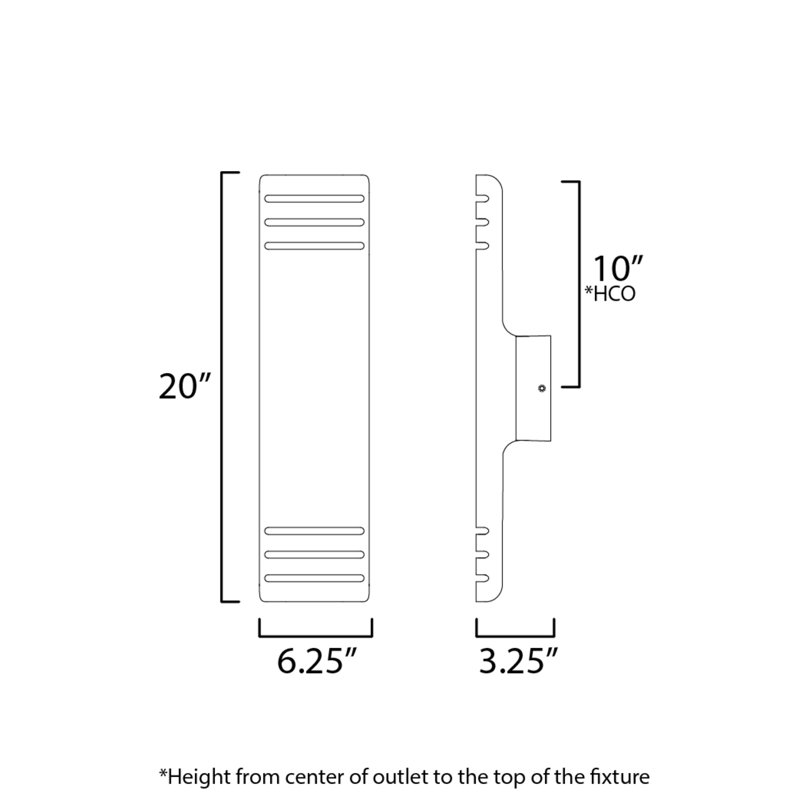 Mirha Aluminum LED Wall Light, Architectural Bronze, 20" H x 6.25" W x 3.25" D, 12