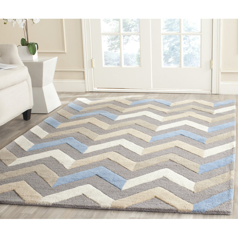 Aundray Hand Tufted Wool Chevron Rug, Rectangle 5' x 8'