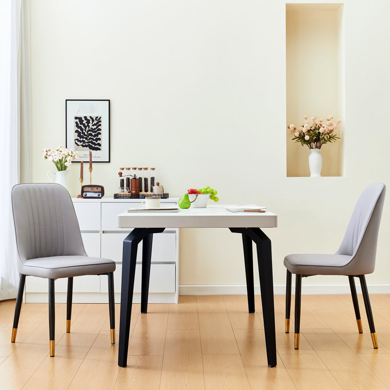 Chaises de salle à manger rembourrées modernes avec coussins épais et structure robuste, ensemble de 2