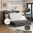 Queen Murphy Bed Chest Modern Transitional with Memory Foam Mattress and USB, Dark Grey-524526271