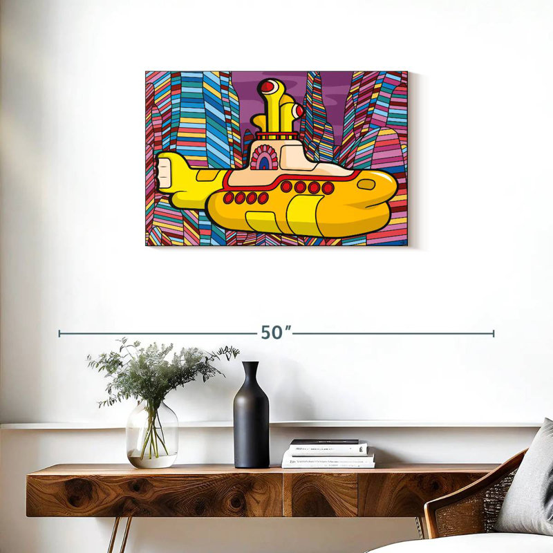 Sous-marin jaune Mehar II, H 20 po x l 30 po