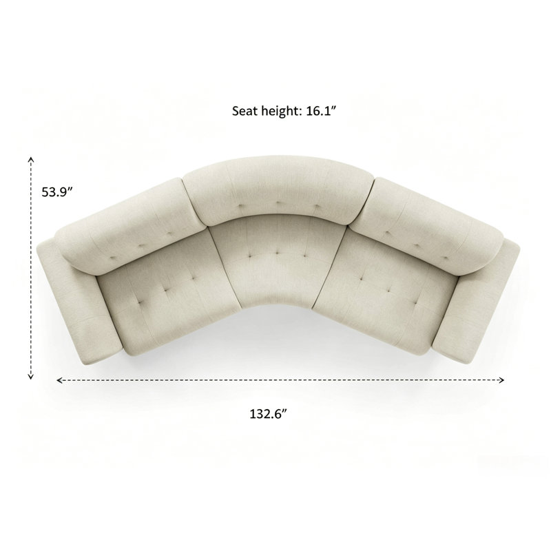 Minimore Modern Style Modular Nora Curved 4s Sofa, Beige