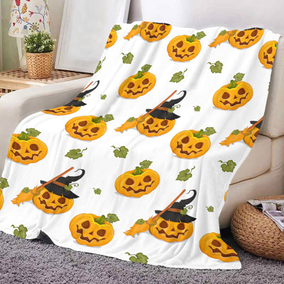 Couverture à motif de citrouille d'Halloween kbndieu, couverture chaude moderne en flanelle pour chambre à coucher