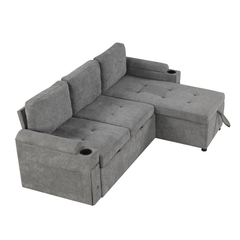 Sectional Sofa, Gray Chenille