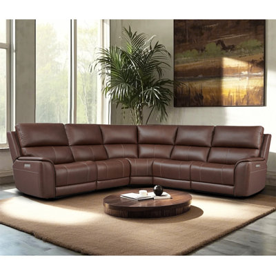 123'' Oversized Triple Power Leather Reclining Sectional Sofa with Zero Gravity and Lumbar Support 