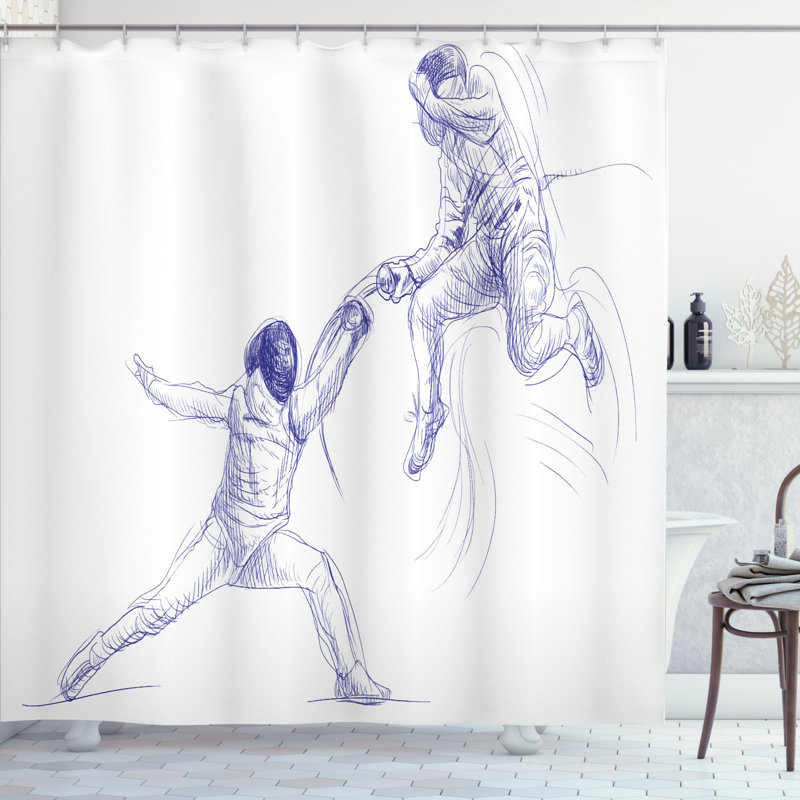Ensemble de rideau de douche et crochets sports, H 75 po x l 69 po
