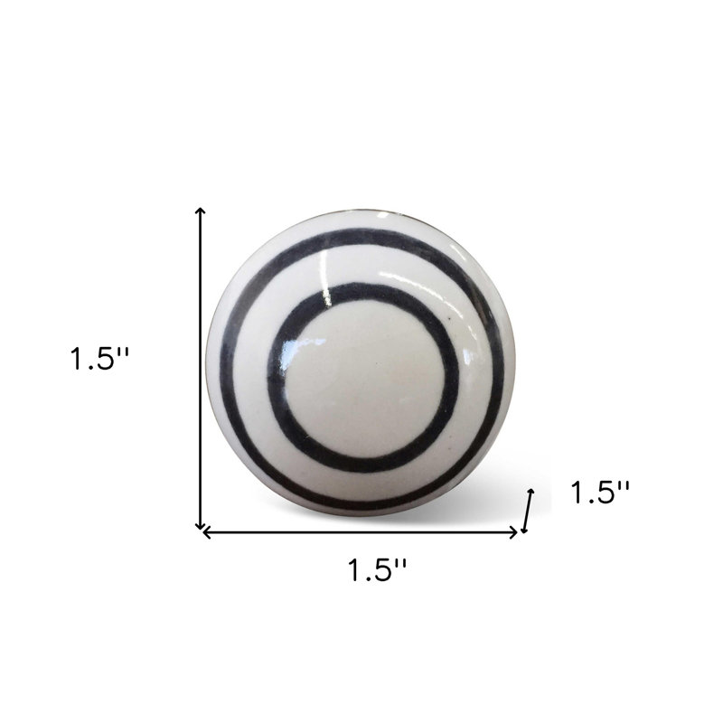 Ensemble de douze boutons de tiroir en céramique noir et blanc