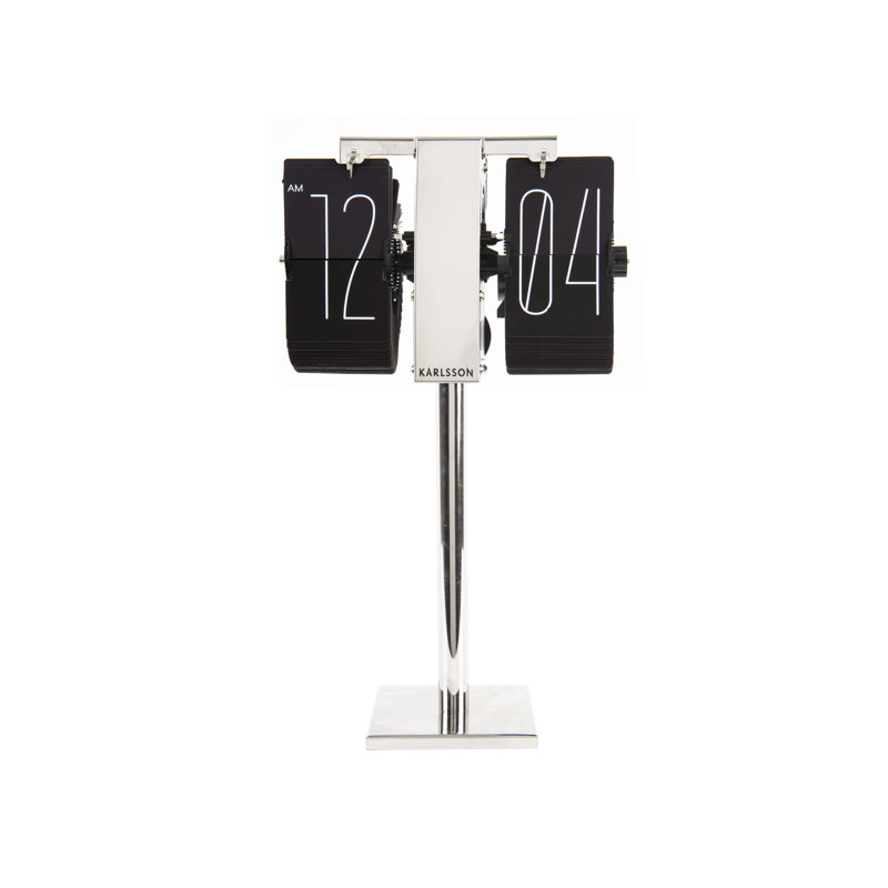 Modern Analog Metal Quartz Tabletop Clock, Black