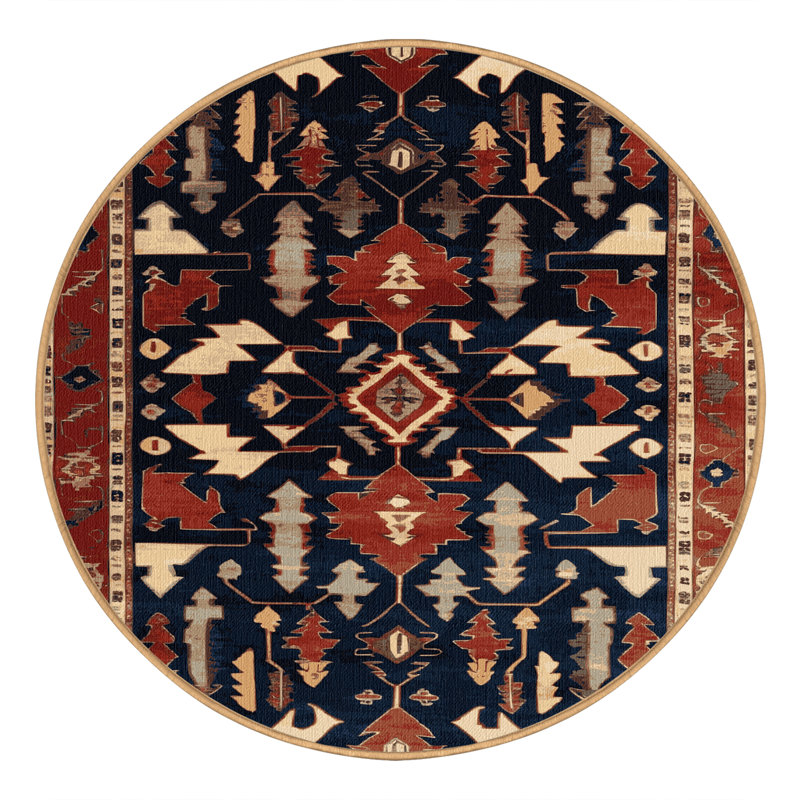 Tapis brun lavable à la machine, Rond 5 pi