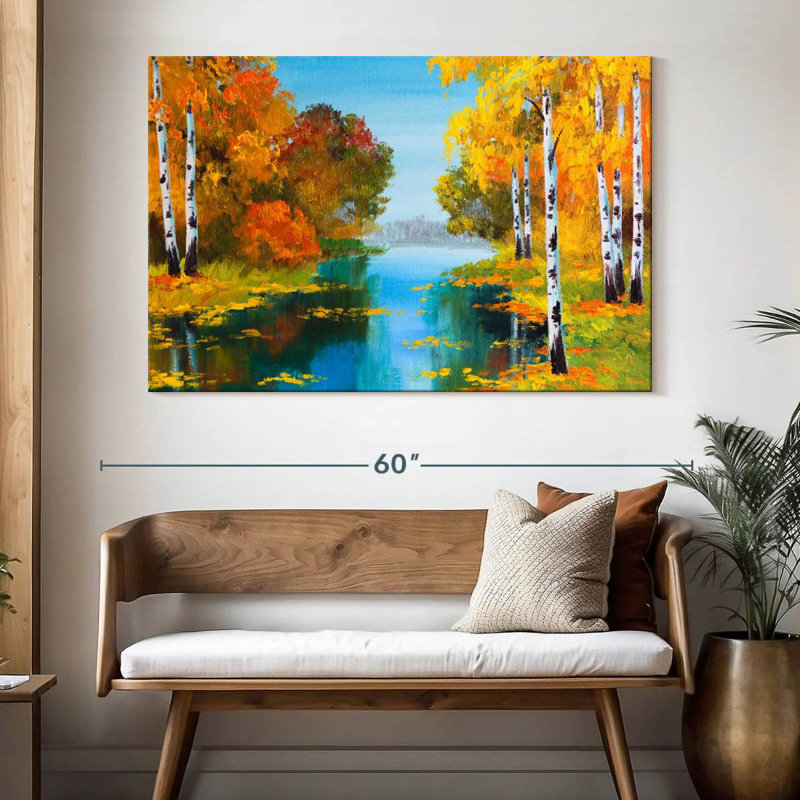 Bouleaux Autumn River, H 34 po x l 51 po
