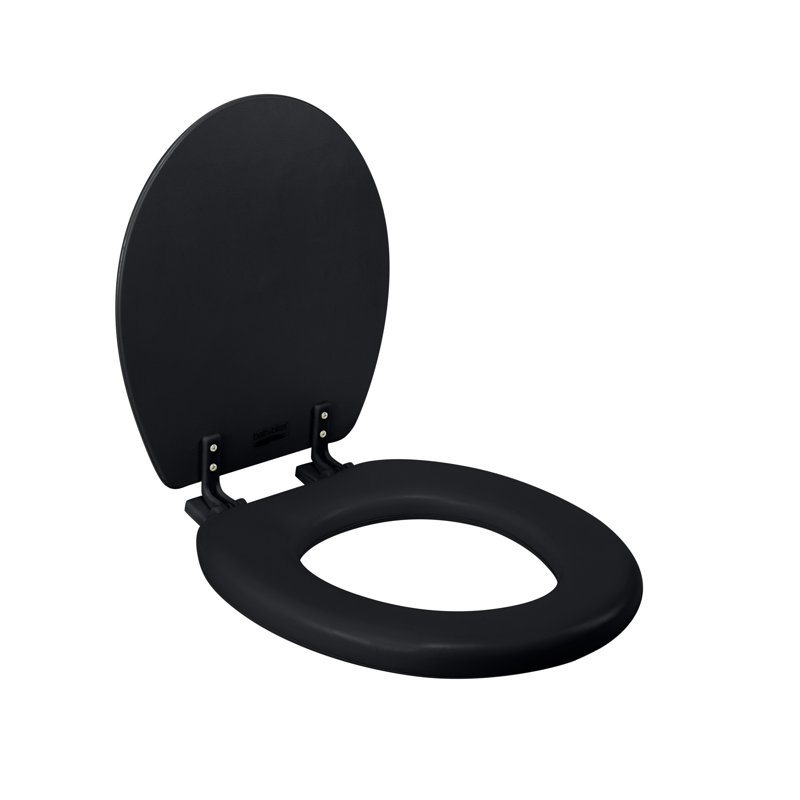 Black Soft Vinyl Round Toilet Seat with Decorative Lid